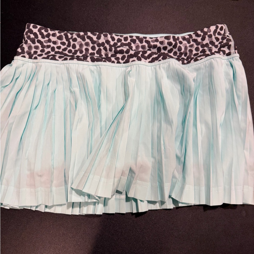 lululemon athletica Pleated Mint Skater Skirt with Black Leopard Waistband